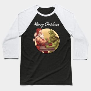 Santa vs Grinch Christmas Armwrestling Baseball T-Shirt